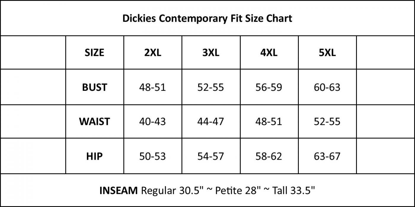 Dickies Lab Coat Size Chart