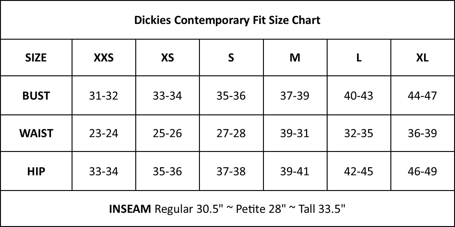 Dickies Jacket Size Chart