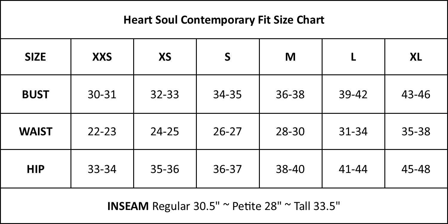 Heartsoul Size Chart