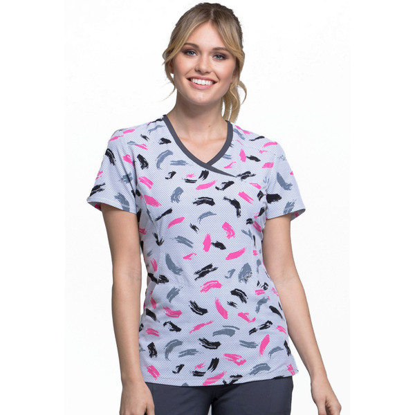 Cherokee CK608 Mock Wrap Top WHBR Size XS *CLEARANCE*