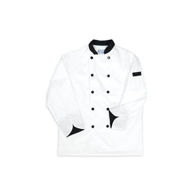 721-B Chef Coat – White with Black Trim  *CLEARANCE*