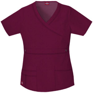 Dickies 817355 Mock Wrap Top in WINE. EXTRA LARGE *CLEARANCE*