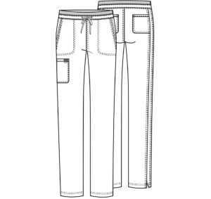 Cherokee WW105 Mid Rise Tapered Leg Drawstring Pant in PEWTER. XXS *CLEARANCE* - Image 2
