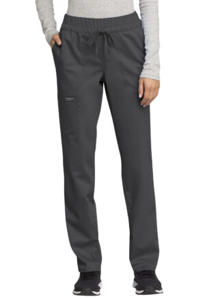 Cherokee WW105 Mid Rise Tapered Leg Drawstring Pant in PEWTER. XXS *CLEARANCE*
